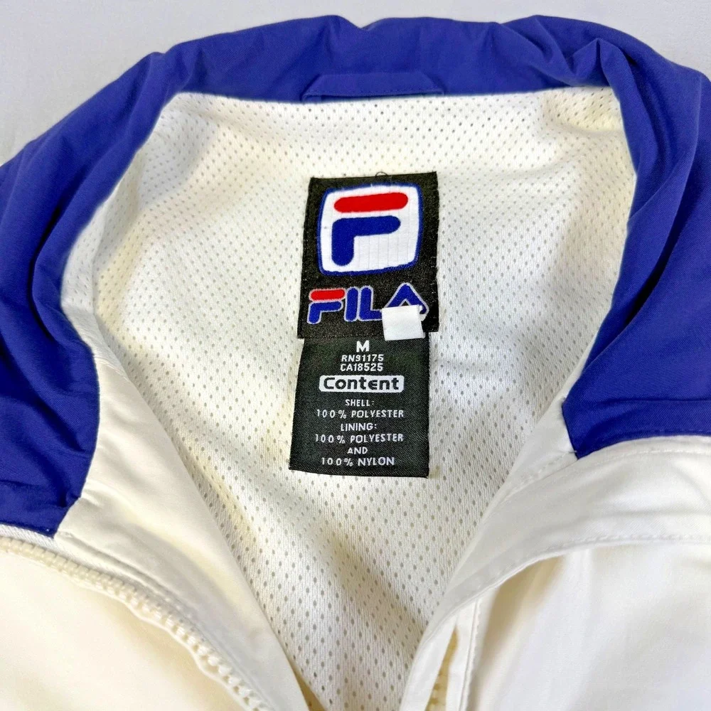 Vintage (90's) Fila Men's White Red Navy ColorBlock Track Jacket Size Medium
